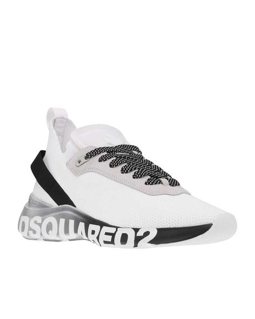 DSquared² White Lace-Up Low-Cut Sneakers for men