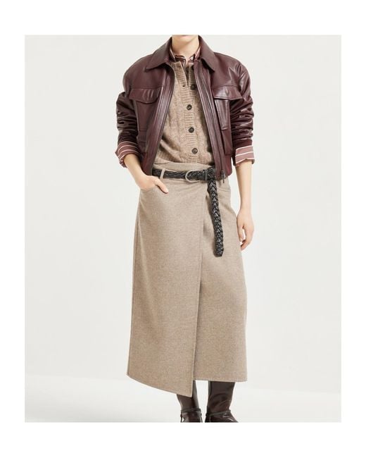 Brunello Cucinelli Brown Monili Detail Bomber Jacket