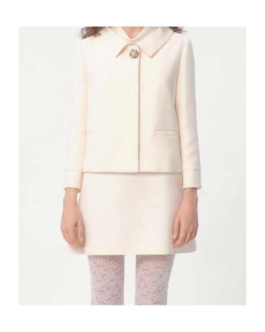 Valentino White Crepe Coutre Cropped Jacket