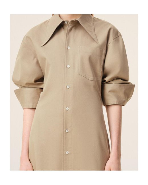 AMI Natural Ami Button-Front Shirt Dress