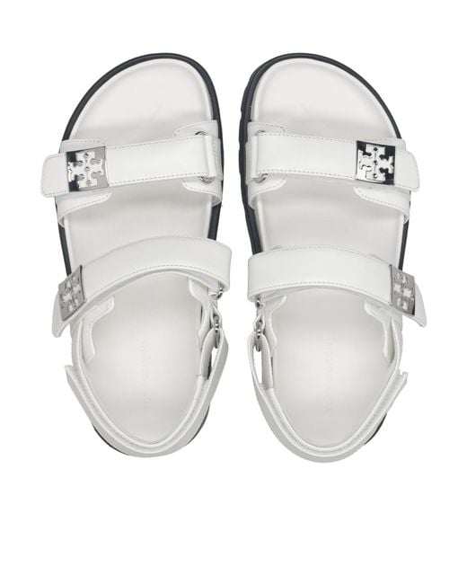 Tory Burch White Logo Strap Sandals