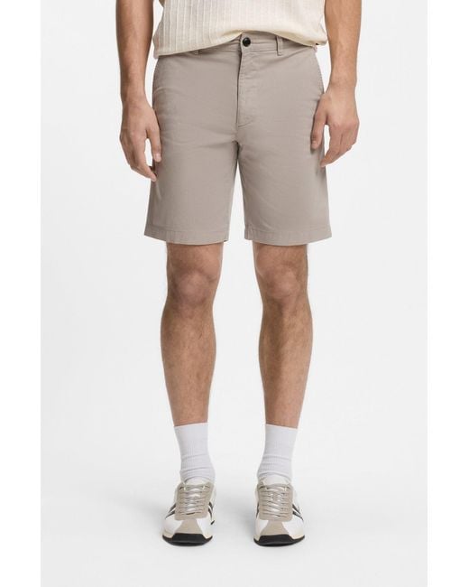Boss Gray Textured Cotton Shorts for men
