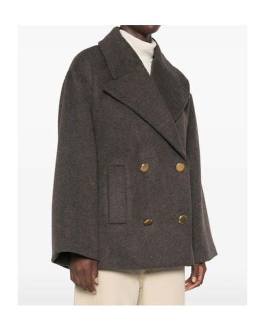 P.A.R.O.S.H. Black Notch-Lapel Double-Breasted Coat