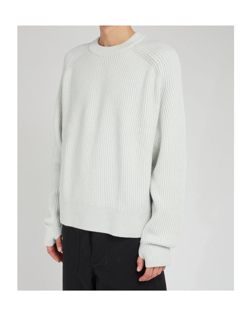 Studio Nicholson White Ribbed Knit Jumper for men