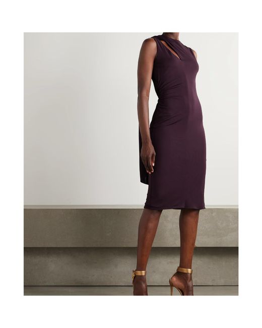 Tom Ford Purple Cut Out Scarf Detail Cocktail Dress