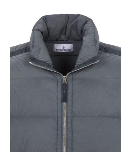 Stone Island Gray Compass-Patch Padded Down Jacket for men