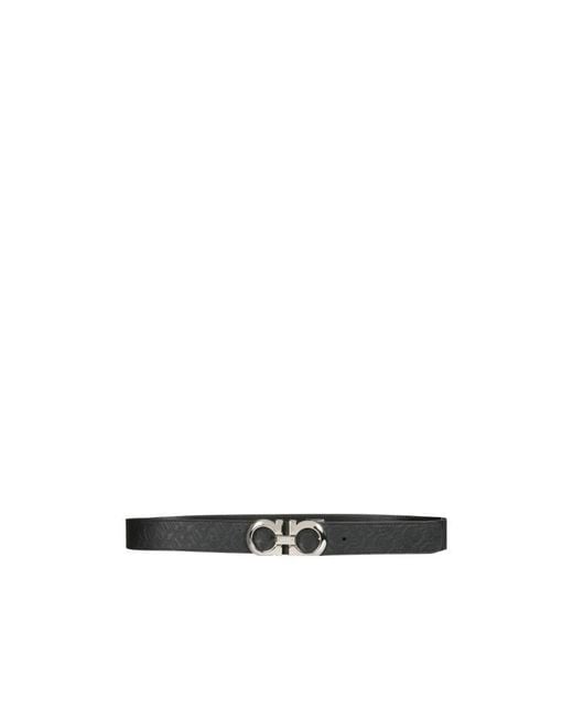 Ferragamo Black Ferragamo Gancini Logo Leather Belt