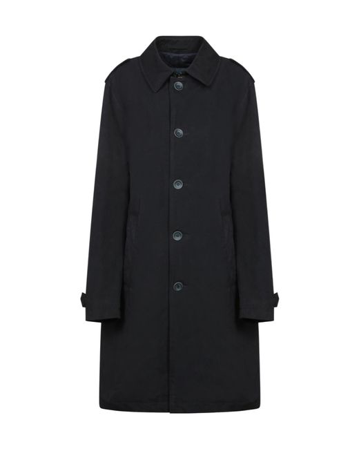 Herno Black Waxed Button-Front Coat for men