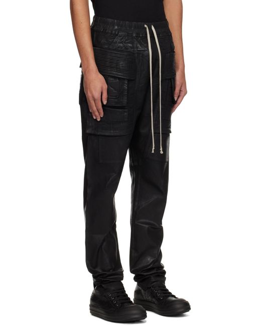 Rick Owens Black Hollywood Creatch Denim Cargo Pants for men