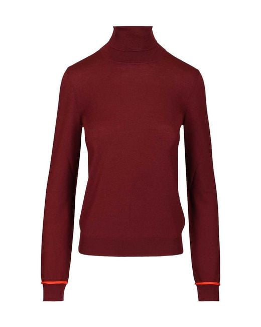Loewe Red High Neck Knitted Jumper