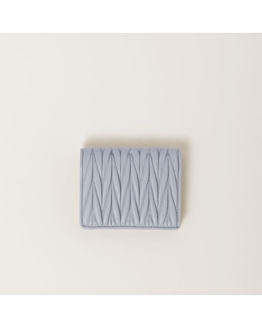 Miu Miu Gray Small Matelassé Nappa Leather Wallet