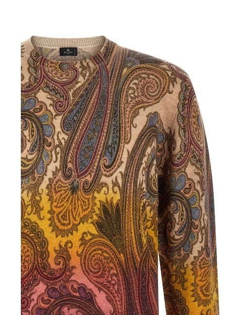 Etro Multicolor Paisley-Print Wool Sweater for men