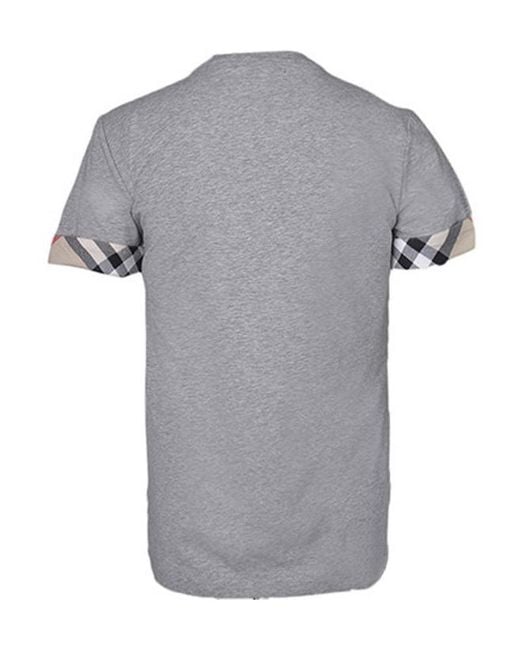Burberry Gray V-Neck Checked T-Shirt