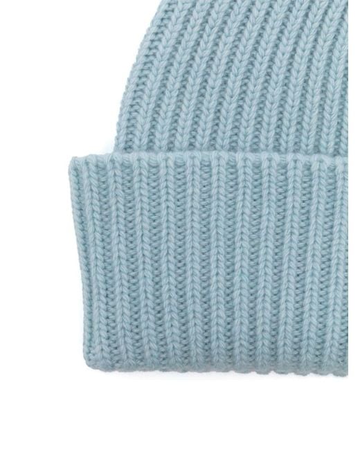 Givenchy Blue Logo Plaque Knit Beanie