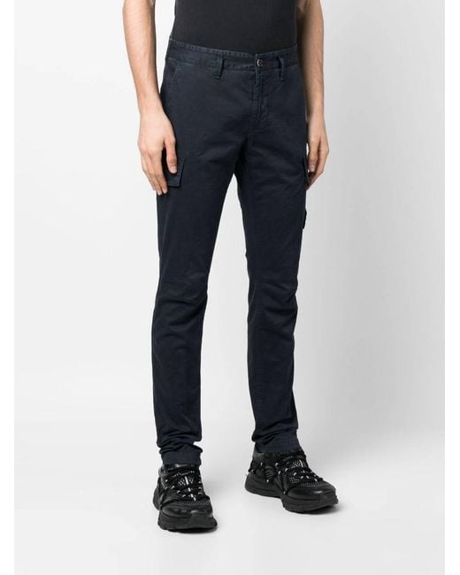 Stone Island Blue Logo Casual Pants for men