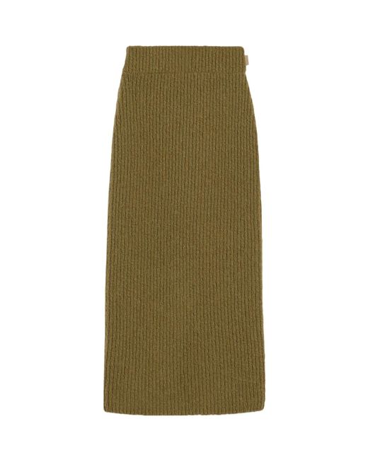 AMI Green Wool Straight Skirt