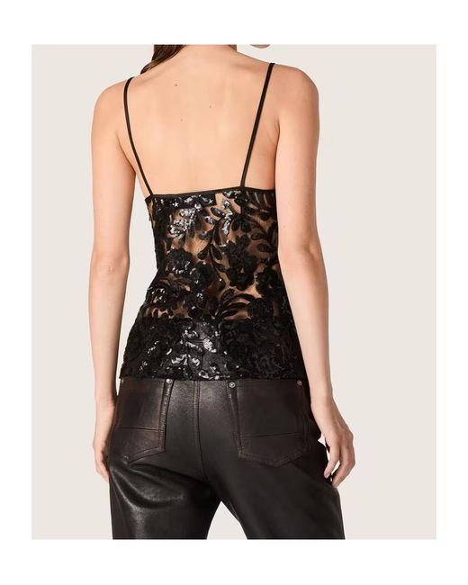 Golden Goose Deluxe Brand Black Floral Seqin Embellished V-Neck Top