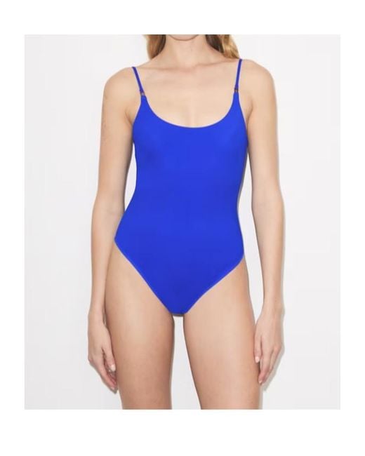Tory Burch Blue Solid Swimsuit