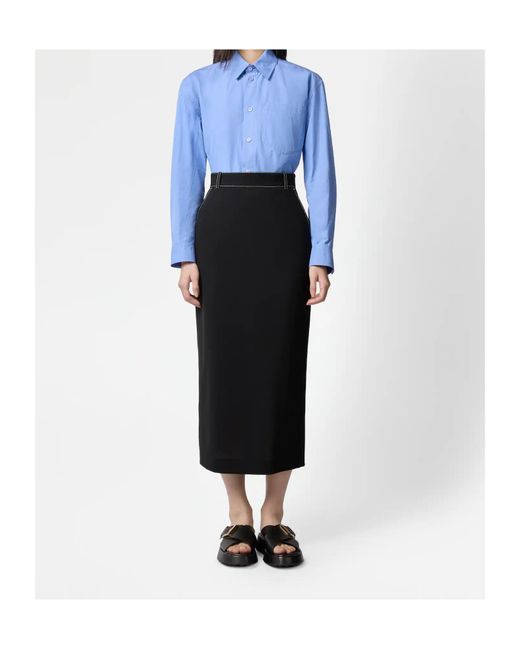 Tod's Black Belt Loop Midi Skirt