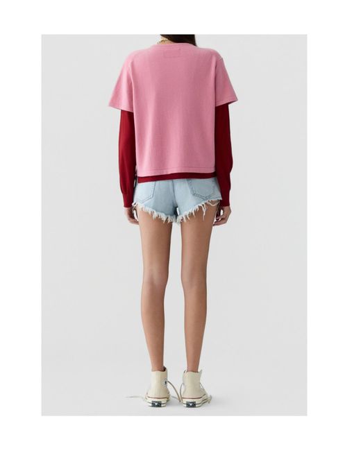 Guest In Residence Pink Layered Effect Densely Knitted Pullover