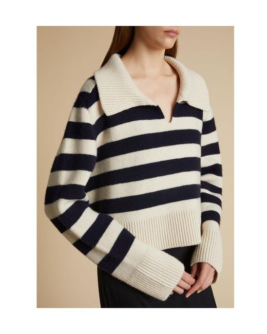 Khaite Blue Franklin Striped Knitted Jumper