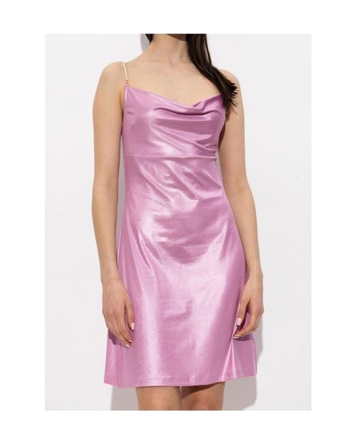 Versace Jeans Pink Couture Draped Pearl-Strap Dress