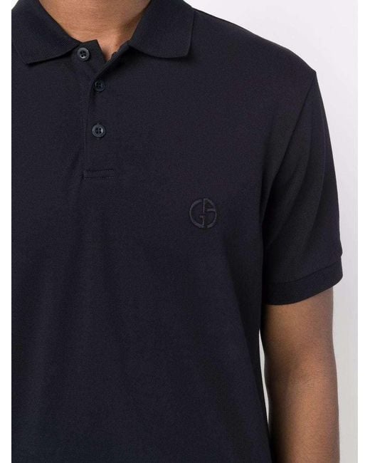 Giorgio Armani Black Logo Piqué Polo Shirt for men