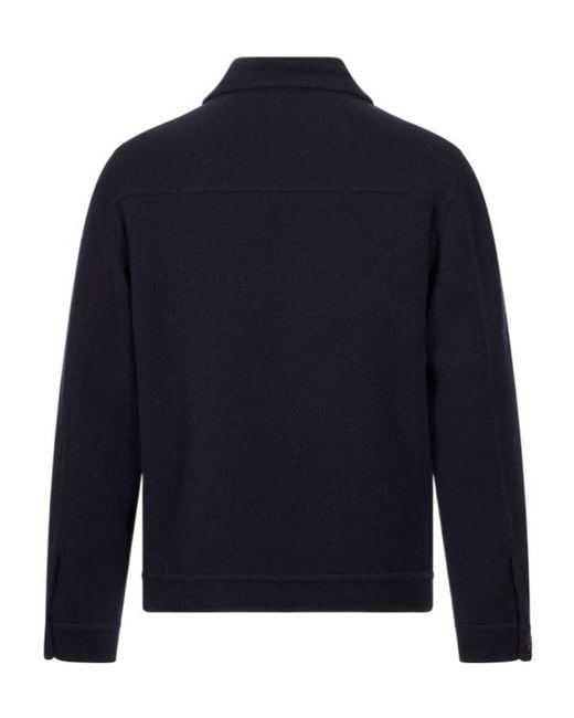 Fedeli Blue Long-Sleeve Collared Jacket for men