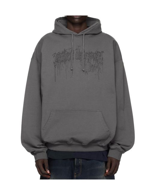 Vetements Gray Graphic-Print Long-Sleeve Hoodie for men