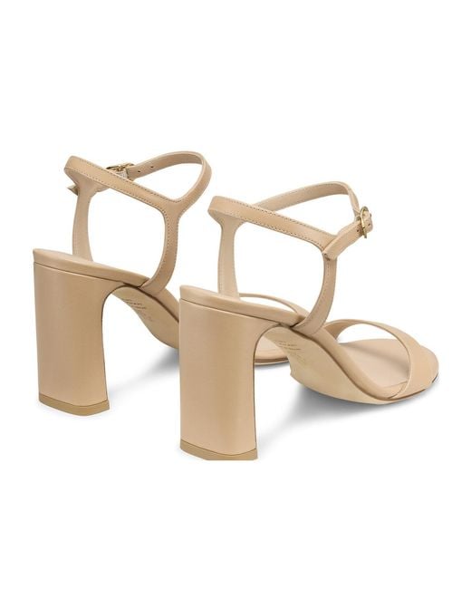 Stuart Weitzman Metallic Round-Toe High-Heeled Sandals