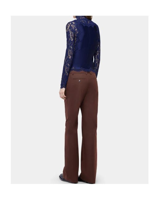 Rabanne Blue Rabanne Long-Sleeve Lace Jersey Top