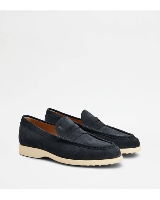 Tod's Blue Topstitching Penny Loafers for men