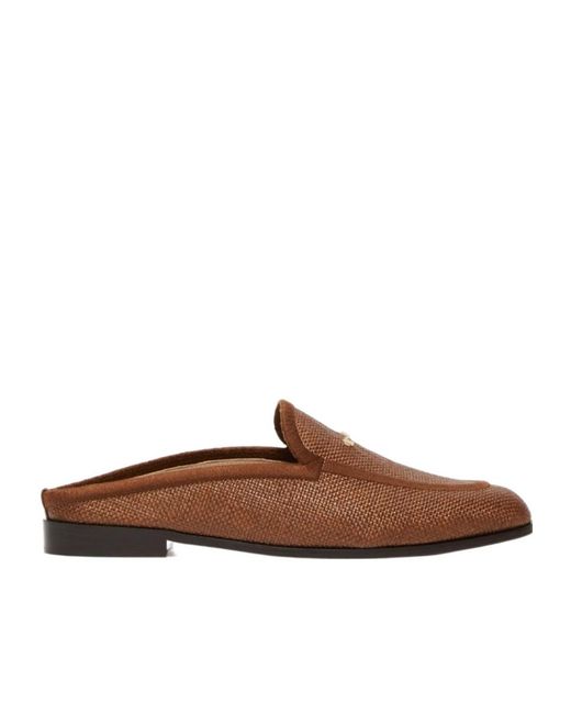 Max Mara Brown Woven Metal-Detail Sneakers