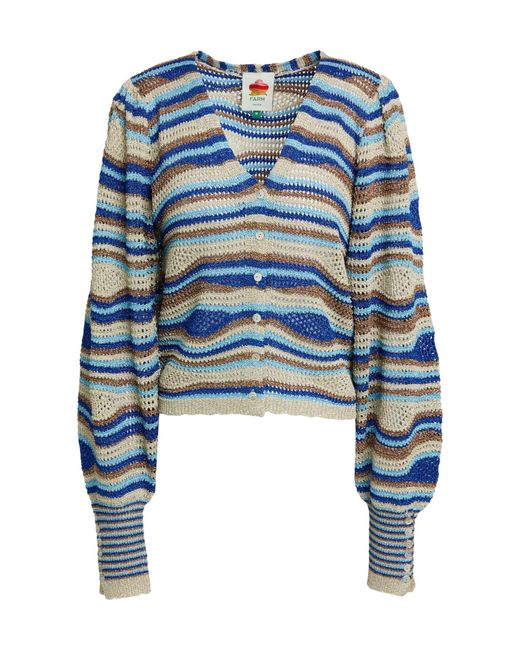 Farm Rio Blue Striped Knit Top