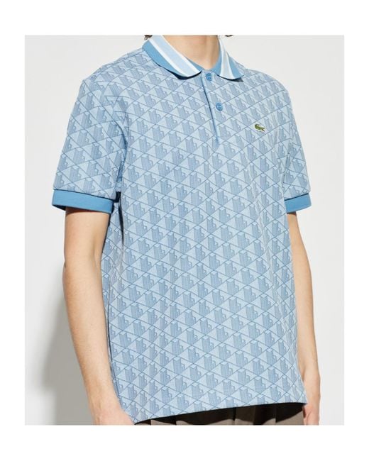 Lacoste Blue Monogram Jacquard Classic Fit Polo Shirt for men