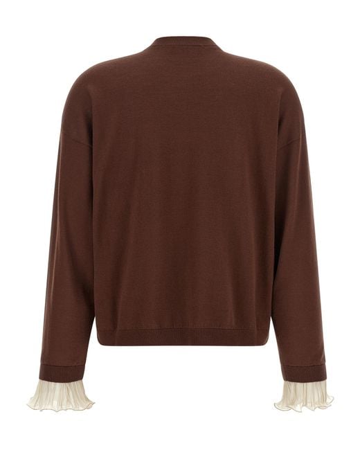Fabiana Filippi Brown Pleated Cuffs Sweater