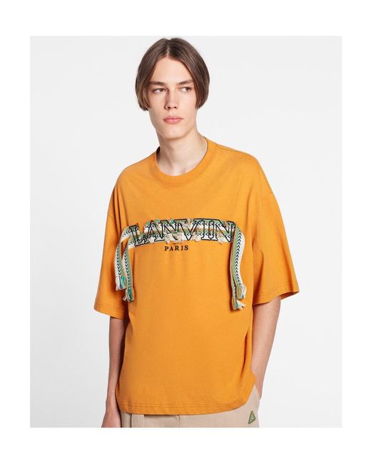 Lanvin Orange Logo Round-Necked T-Shirt for men