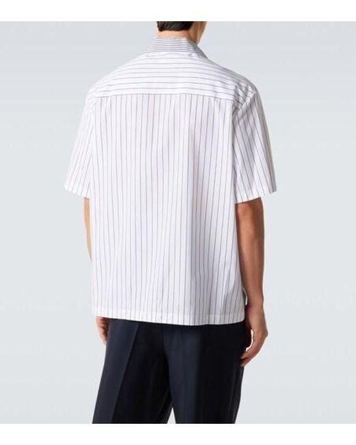 Jil Sander Blue Striped Cotton Bowling Shirt for men