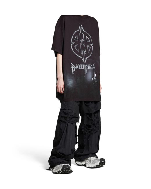 Balenciaga Black Bb Logo Printed Large Fit T-Shirt for men