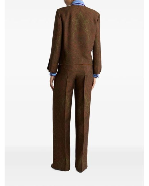 Etro Brown Wool-Blend Jacquard Jacket With Paisley Motif