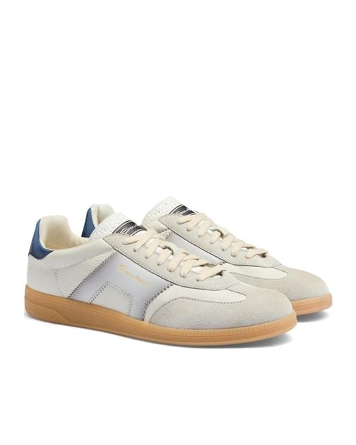 Santoni White Antoni Colourblock Panelled Lace-Up Sneakers for men