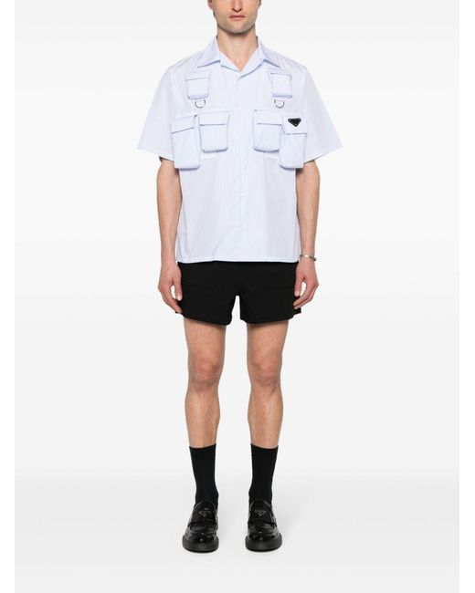 Prada White Long-Sleeved Poplin Shirt for men