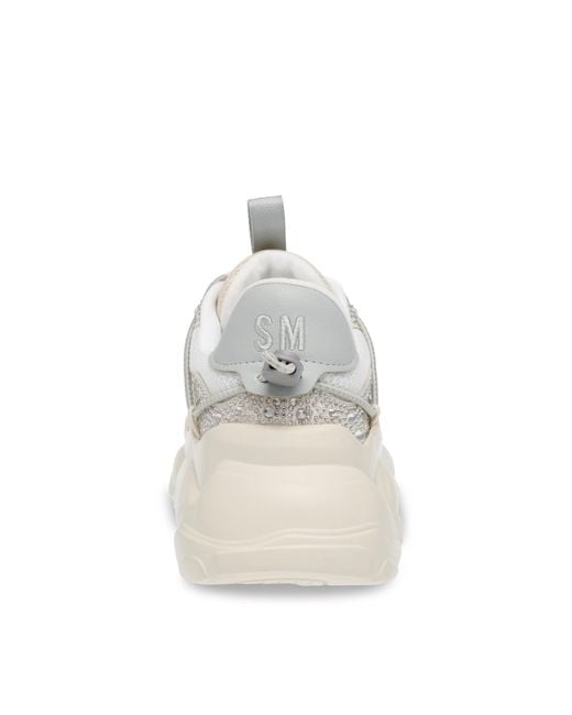 Steve Madden Silverwhite Rhinestoneembellished Chunky Sneakers