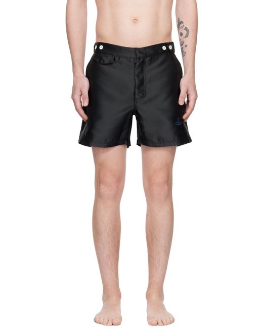 Vivienne Westwood Black Orb-Embroidered Mid-Rise Bermuda Shorts for men