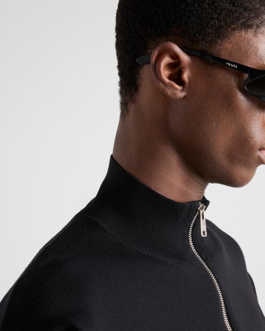 Prada Black Superfine Wool Cardigan for men