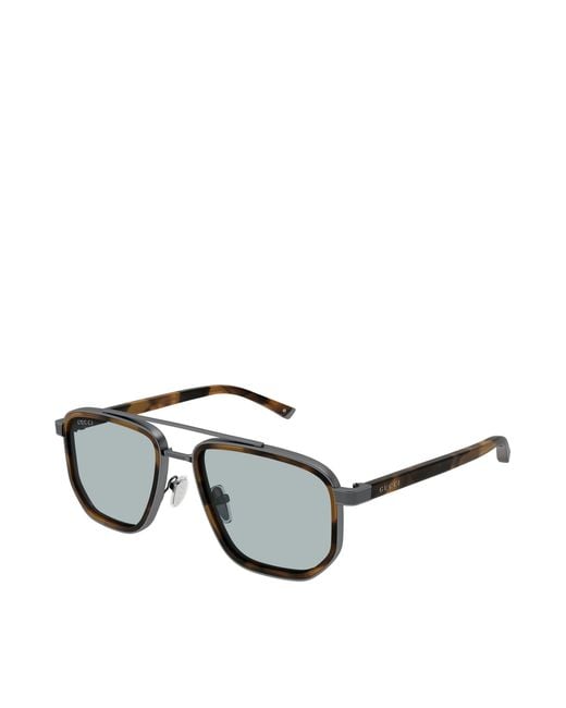 Gucci Metallic Eyewear Navigator Frame Sunglasses for men