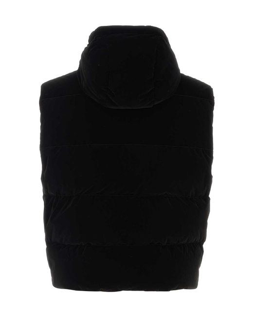 Prada Black Hooded Technical Fabric Down Vest for men
