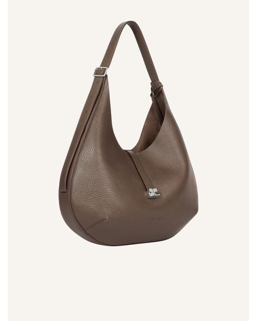 Courreges Brown Logo-Buckle Shoulder Bag