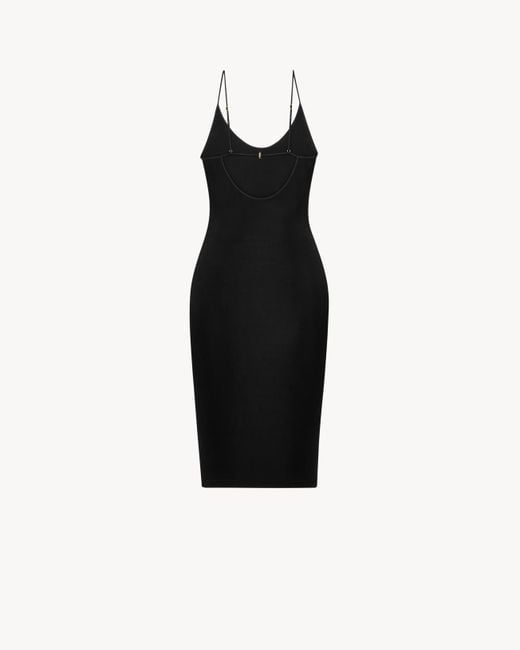 Saint Laurent Black Cassandre Open-Back Knit Dress