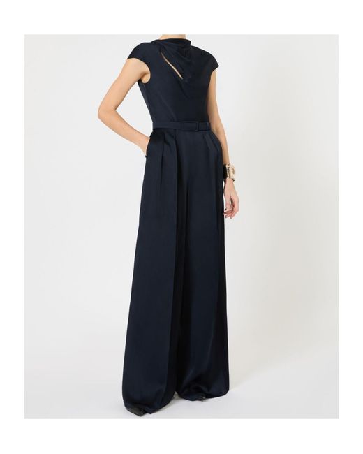 Max Mara Blue Studio Vespa Envers Satin Jumpsuit